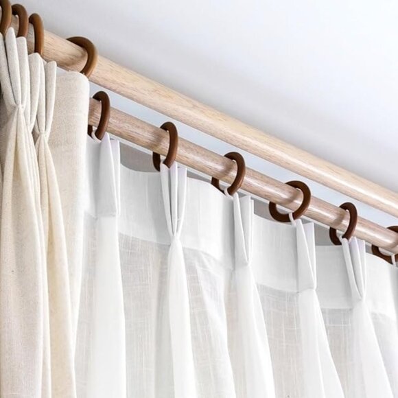 14 Wood Curtain Rod Rings, Drapery Rings, 1.5” Inner Dia., 3.75" length w/clamp - Picture 1 of 4